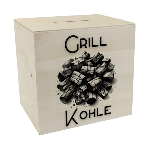 Grillkohle Spardose aus Holz Perfekt für BBQ-Fans Grillen mit Holzkohle Hitze-Brennstoff-Sparer Ideal für Grill-Partys von speecheese