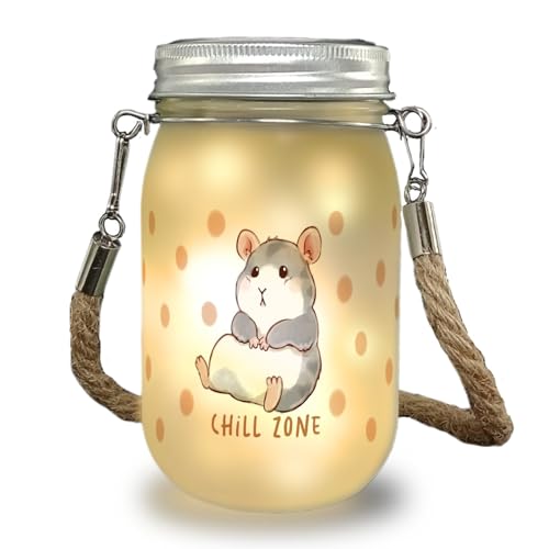 Hamster Solarlicht mit Spruch Chill Zone ein süßes Licht für den Balkon Kinder Geburtstag Dekolampe Einmachglas Solar Haustier Dekolicht Kinderzimmer Dekoration Nager Lampe von speecheese