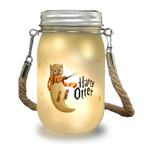 Harry Otter Solarlicht mit Spruch ein magisches Dekolicht für Magie Fans Dekolampe Fischotter Solar Teenager Einmachglas Dekoration Fantasy lustig von speecheese
