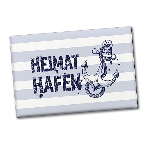 Heimathafen Anker Souvenir Souvenir Magnet in weiß als Dekoration für Urlaubstimmung am Meer Ostsee Nordsee im Sommer für Familien die gerne ans Meer Fahren von speecheese