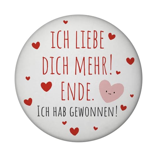 Herzen Magnet rund mit Flaschenöffner rund mit Spruch Ich Liebe Dich mehr! Ende. Valentinsgeschenk für Romantik Witziger Liebesbote Ideal für Valentinstag Deko Weinkeller von speecheese