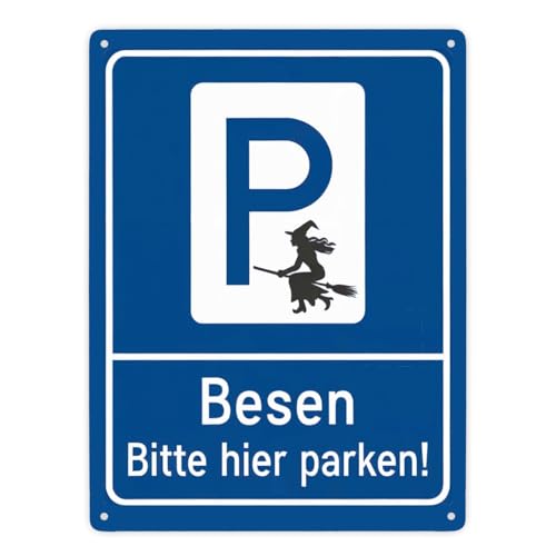 Hexebesen - Bitte hier parken Metallschild XXL in 28x38 cm Auffälliges blaues P-Symbol Hexe mit Besen parken humorvoll Hexebesen - Bitte hier parken Metallschild XXL in 28x38 cm Auffälliges blaues P-Symbol Hexe mit Besen parken humorvoll von speecheese