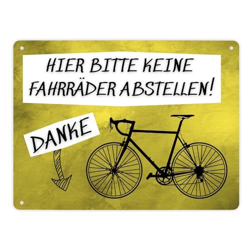 Hinweisschild Metallschild XL in 21x28 cm mit Spruch Hier keine Fahrräder abstellen Fahrräder Nein Danke Fahrrad Spruch Schild Fahrrad Blechschild von speecheese