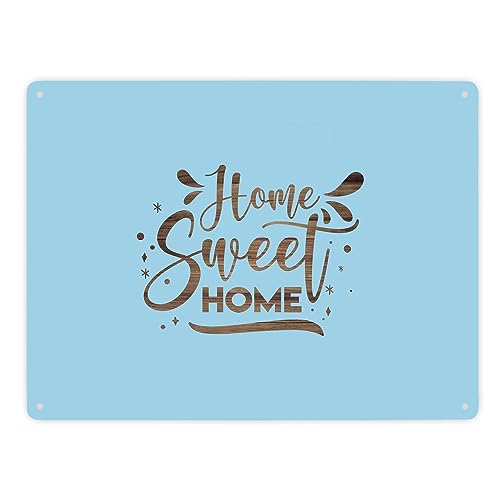 Home Sweet Home Metallschild XXL in 28x38 cm mit hellblauem Hintergrund ein dekoratives Blechschild für den Partner zum Geburtstag Zuhause Familie Liebe von speecheese