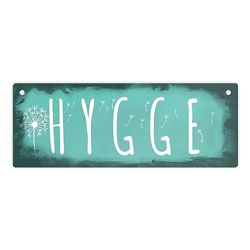 Hygge für eine gemütliche und herzliche Atmosphäre Metallschild in grün schönes Blechschild mit skandinavischem Spruch als gemütliche Deko für die Einrichtung Wohnzimmer oder im von speecheese