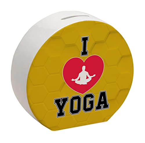 I Love Yoga Spardose in Gelb für Yogalehrer EIN dekoratives Sparschwein für Yogaschulen Sport Yogatraining Sparbüchse Yogamatte von speecheese