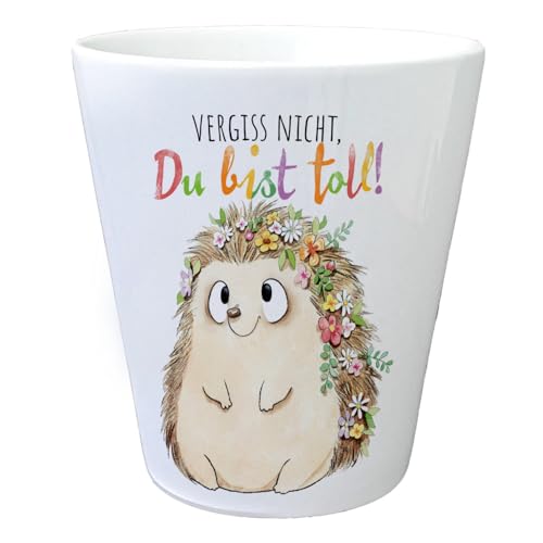Igel Blumentopf mit Spruch Vergiss Nicht Du bist toll Bunter Fröhlicher Igeltopf für Blumen Ideales Freund-Geschenk Wertschätzend zum Geburtstag von speecheese