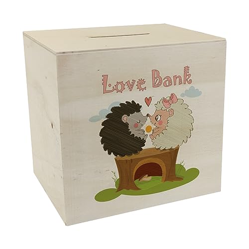 Igel Spardose aus Holz mit Spruch Love Bank Igel Pärchen Sparschwein zum sparen auf gemeinsame Ziele Liebe Sparbüchse romantisch von speecheese