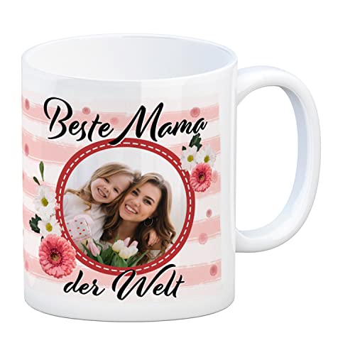 Individuelle Tasse für die beste Mama der Welt - Personalisierbar mit eigenem Bild - zum Muttertag für Mami die immer hilft um danke zu mum zu sagen personalisiert zum Geburtstag oder Weihnachten von speecheese