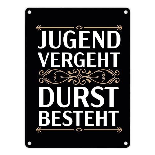 Jugend vergeht Durst besteht Metallschild in 15x20 cm mit Trinkspruch Blechschild mit witzigem Spruch und schlichtem Design für die Bar oder Küche um den Alkoholkonsum zu Jugend vergeht Durst besteht Metallschild in 15x20 cm mit Trinkspruch Blechschild mit witzigem Spruch und schlichtem Design für die Bar oder Küche um den Alkoholkonsum zu von speecheese