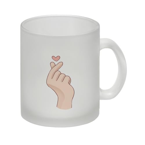 K-Pop Glas Tasse in Farbe mit Herzsymbol eine bunte Tasse für alle Korean-Pop Fans Kreativer Hand Becher Teenager Manga Kaffeetasse verschiedene Varianten Anime Korea Herz Symbol von speecheese