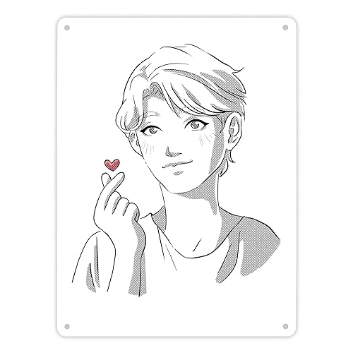 K-Pop Herz Zeichen Metallschild XL in 21x28 cm mit Manga Charakter in schwarz-weiß für Musikliebhaber zum Geburtstag Korea Anime Schild Blechschild Symbol Kawaii Musik Wohnung K-Pop Herz Zeichen Metallschild XL in 21x28 cm mit Manga Charakter in schwarz-weiß für Musikliebhaber zum Geburtstag Korea Anime Schild Blechschild Symbol Kawaii Musik Wohnung von speecheese