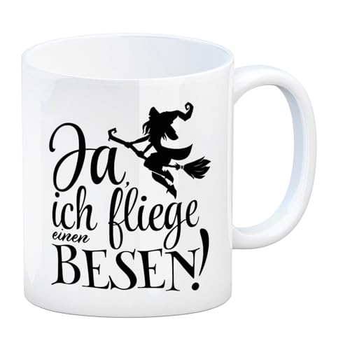 Kaffeebecher mit witzigem Hexenmotiv zu Halloween - Ja, ich fliege einen Besen für Zauberinnen mit übermenschlichen Fähigkeiten die der Außenwelt zeigen wollen das sie auf einem von speecheese