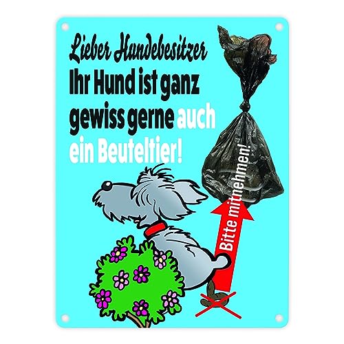 Kein Hundeklo Metallschild in 15x20 cm mit lustiger Illustration und Spruch in Blau für alle Gartenbesitzer, die die Hundekacke im Vorgarten satt haben, die Hundebesitzer aber von speecheese