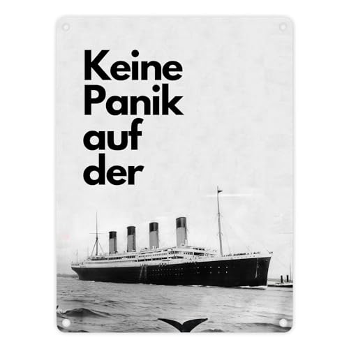 Keine Panik auf der... Metallschild in 15x20 cm mit Titanic-Motiv Schiff Metall-Schild Kreuzfahrt Blechschild Eisberg Aluminium Schild von speecheese