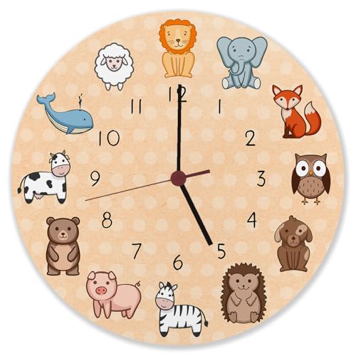 Kinderuhr mit süßen Tieren Wanduhr aus Alu schöne Uhr für das Kinderzimmer mit süßen Tieren als Dekoration für das Zimmer von Kleinkindern oder Vorschulkindern Kinderuhr mit süßen Tieren Wanduhr aus Alu schöne Uhr für das Kinderzimmer mit süßen Tieren als Dekoration für das Zimmer von Kleinkindern oder Vorschulkindern von speecheese