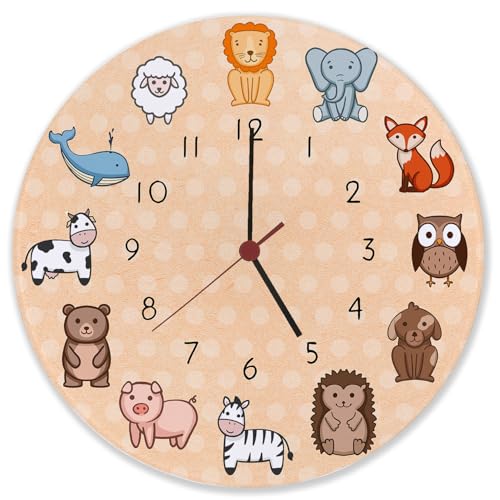 Kinderuhr mit süßen Tieren Wanduhr aus Glas schöne Uhr für das Kinderzimmer mit süßen Tieren als Dekoration für das Zimmer von Kleinkindern oder Vorschulkindern Kinderuhr mit süßen Tieren Wanduhr aus Glas schöne Uhr für das Kinderzimmer mit süßen Tieren als Dekoration für das Zimmer von Kleinkindern oder Vorschulkindern von speecheese