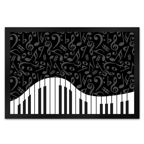 Klavier Fußmatte XL in 40x60 cm mit Notenschlüsseln und Vorzeichen als Geschenk für echte Musiker die ihre Liebe zur Musik Allen Zeigen wollen und auch selbst EIN Piano besitzen von speecheese