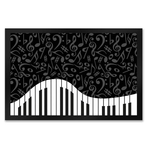 Klavier Fußmatte XXL in 50x75 cm mit Notenschlüsseln und Vorzeichen als Geschenk für echte Musiker die ihre Liebe zur Musik Allen Zeigen wollen und auch selbst EIN Piano besitzen von speecheese