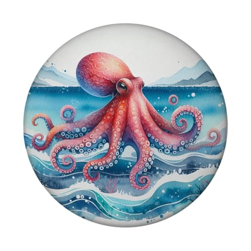 Kraken Aquarell Magnet rund mit Flaschenöffner rund Schöner Kraken Aquarell Magnet rund mit Flaschenöffner Marine Tintenfisch Design Ozean Meer Unterwasser Szenerie Stilvoller von speecheese