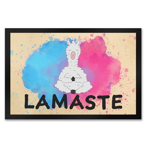 Lamaste Fußmatte XXL in 50x75 cm mit Lama in Meditation witziger Fußabstreifer für Menschen die gerne meditieren und einen entspannten Lebensstil führen von speecheese