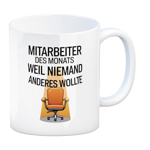 Leerer Bürostuhl Mitarbeiter des Monats Kaffeebecher humorvolle Tasse für Bürospaß und Kaffeeliebhaber von speecheese