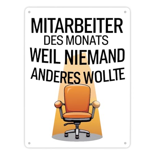 Leerer Bürostuhl - Mitarbeiter des Monats Metallschild XL in 21x28 cm Lustiger Spruch für das Büro - ideales Büroschild von speecheese