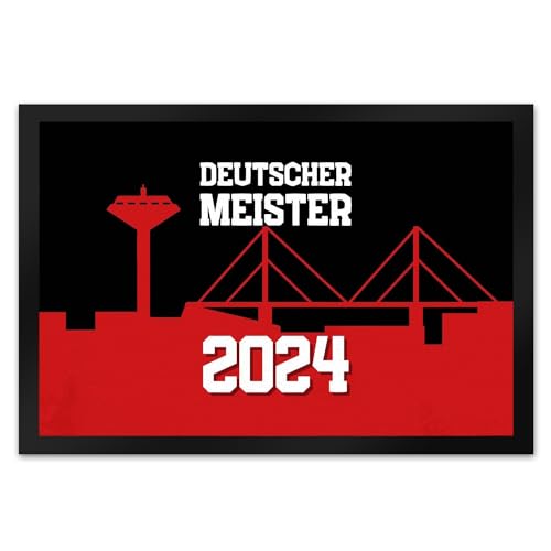 Leverkusen Fußmatte XL in 40x60 cm mit Spruch Deutscher Meister 2024 Leverkusen-Fan Traum Fußball-Liga NRW Meisterschale Rheinbrücke von speecheese