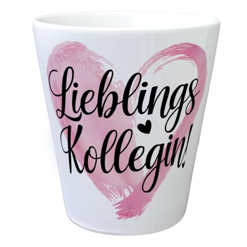 Lieblings Kollegin mit Herz Blumentopf Herzförmiges Design in zartem Rosaton mit elegantem Schriftzug von speecheese
