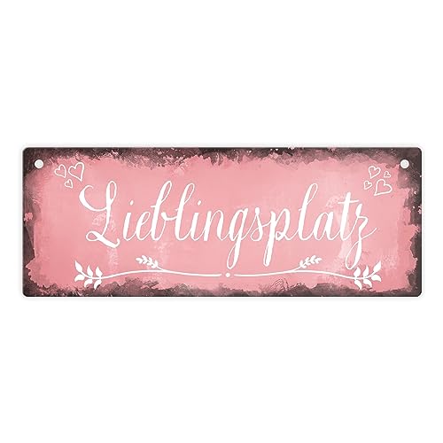 Lieblingsplatz Metallschild L in 10,5x28cm für den schönsten Platz in rot schönes dekoratives Blechschild für deinen absoluten Lieblingsplatz an dem du die Seele baumeln lassen von speecheese