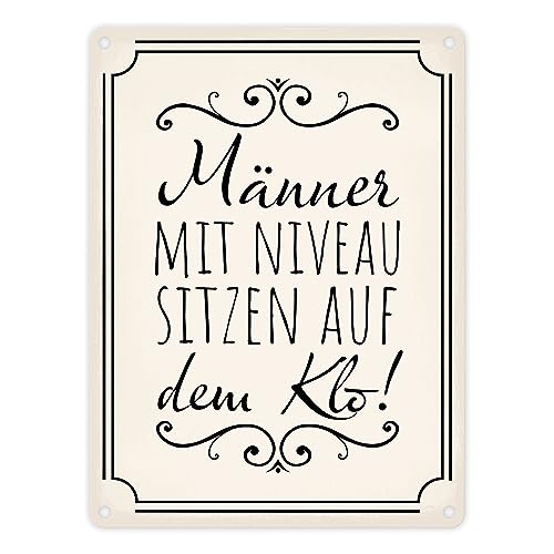 Männer mit Niveau sitzen auf dem Klo Metallschild in 15x20 cm in beige für die Toilette lustiges Blechschild für die Toilette für Männer die sich nicht hinsetzen zum Pinkeln von speecheese