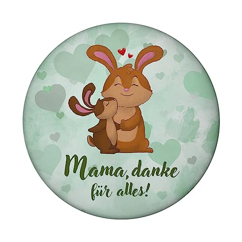 Mama, Danke für Alles Magnet rund rund mit niedlichem Hase Dekoration für Kühlschrank und als kleines Dankeschön an die Beste Mutti zu Muttertag von der Familie oder den Kindern von speecheese