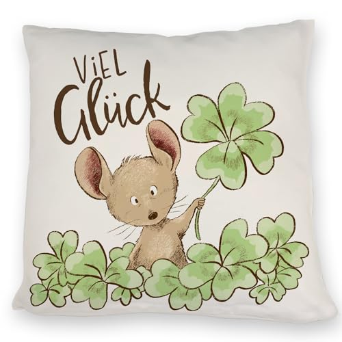Maus Kissen mit Spruch Viel Glück EIN bequemes DekoKissen als Glücksbringer niedliches Motiv Glück Klee Zeichnung für Frauen kuscheliger Kissen bezug Bedruckt Sofa Kleeblatt Maus Kissen mit Spruch Viel Glück EIN bequemes DekoKissen als Glücksbringer niedliches Motiv Glück Klee Zeichnung für Frauen kuscheliger Kissen bezug Bedruckt Sofa Kleeblatt von speecheese