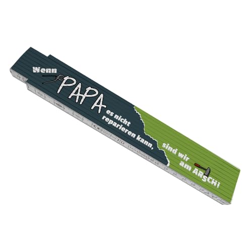 Meterstab aus Holz mit Spruch: Wenn Papa es nicht reparieren kann, sind wir am Arsch! Vatertag Geschenk Zollstock Metermaß Gliedermaßstab Herrentag Handwerker Baustelle Werkstatt Meterstab aus Holz mit Spruch: Wenn Papa es nicht reparieren kann, sind wir am Arsch! Vatertag Geschenk Zollstock Metermaß Gliedermaßstab Herrentag Handwerker Baustelle Werkstatt von speecheese