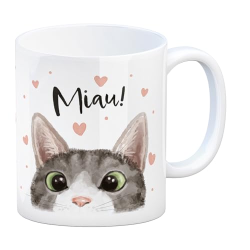 Miau Katze Kaffeebecher eine schöne Tasse für die Arbeit Kaffeebecher niedlicher Katzenbecher Kaffeetasse mit Katzenmotiv Illustration von speecheese