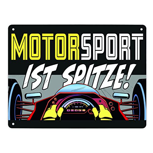 Motorsport ist spitze! Rennwagen Metallschild XL in 21x28 cm in schwarz schnell Metall-Schild Rennwagen Aluschild Motorsport Blechschild Rennstrecke von speecheese