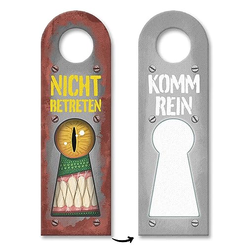 Nicht betreten oder Komm rein Türhänger 10er Set mit Schlüssellochmotiv und Monsterauge witziges Türschild mit Monster um beim Spielen oder Ausruhen nicht gestört zu werden von speecheese