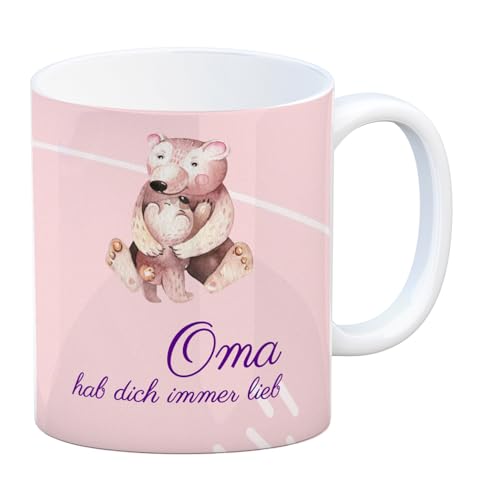 Oma hab dich immer lieb Kaffeebecher mit niedlichem Kuschelbär in rosa Oma Großmutter Kaffeetasse Geschenk für Großmütter Omi goldiges Baby Bärenbaby spülmaschinenfest von speecheese