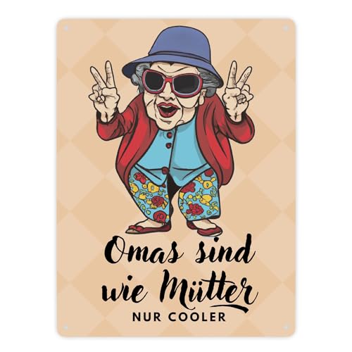 Omas sind wie Mütter nur cooler Metallschild XXL in 28x38 cm Grandmum Metall-Schild Omi Aluschild Mama Blechschild Oma von speecheese