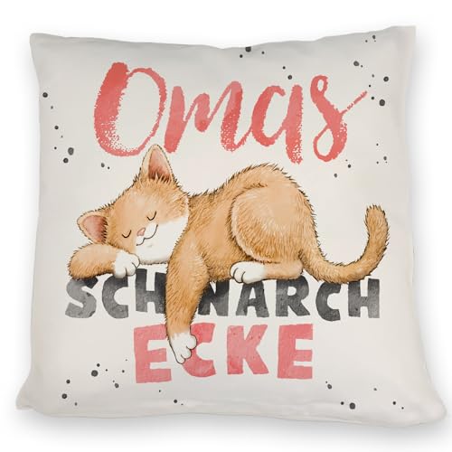 Orange Katze Kissen mit Spruch Omas Schnarchecke EIN bequemes DekoKissen für die Couch KuschelKissen Katzenmotiv Katzenliebhaber Schlafende Katze Katzenmensch Katzenprint Eltern von speecheese