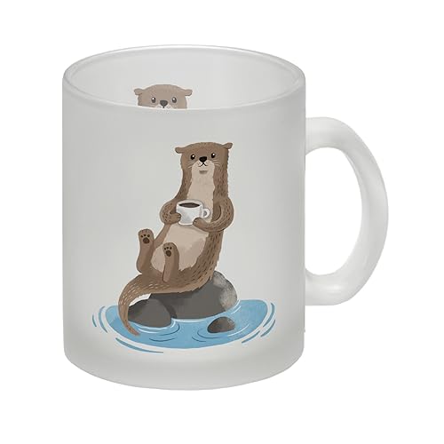 Otter Glas Tasse mit niedlichem Fischotter eine bunte Tasse für den Schreibtisch Geburtstag Fischotter Kaffeetasse Zuhause Kaffee Becher niedlich Küche Tee lustig von speecheese