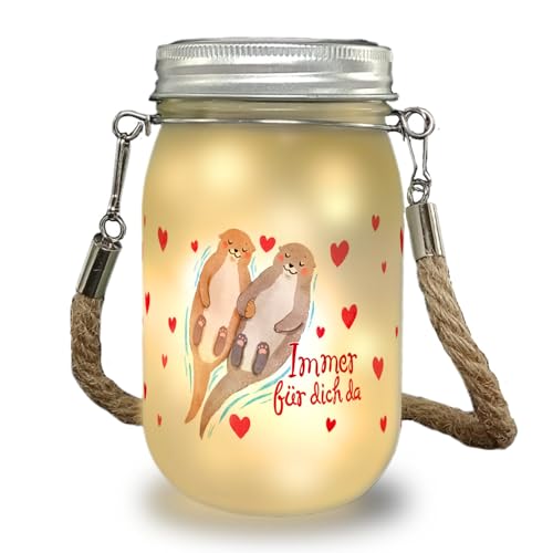 Otter Solarlicht mit Spruch Immer für ich da ein romantisches Dekolicht für Paare Motiv Frauen Valentinstag Paar Dekolampe Einmachglas Solar Liebe Süße Dekoration Fenstersims von speecheese