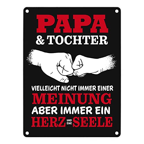 Papa & Tochter, ein Herz und eine Seele Metallschild in 15x20 cm mit Spruch in rot als schöne Dekoration für Papas Lieblingsplatz, um die Freundschaft zwischen Vater und Kind zu von speecheese