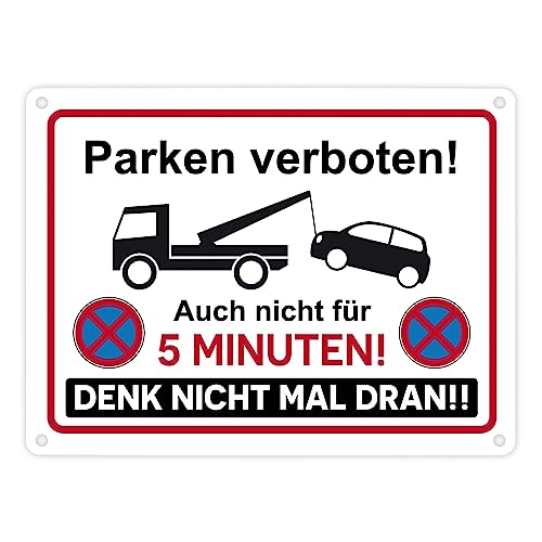 Parken verboten Metallschild in 15x20 cm mit lustigem Spruch ein praktisches Schild für Privatparkplätze, Garagentore, um Falschparker abzuschrecken die gerne vor deiner Einfahrt von speecheese