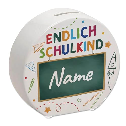 Personalisierte Spardose zur Einschulung: Tafel-Design mit Namen perfekt für erste Klasse, Schule und Geldgeschenke mit Wunschname von speecheese