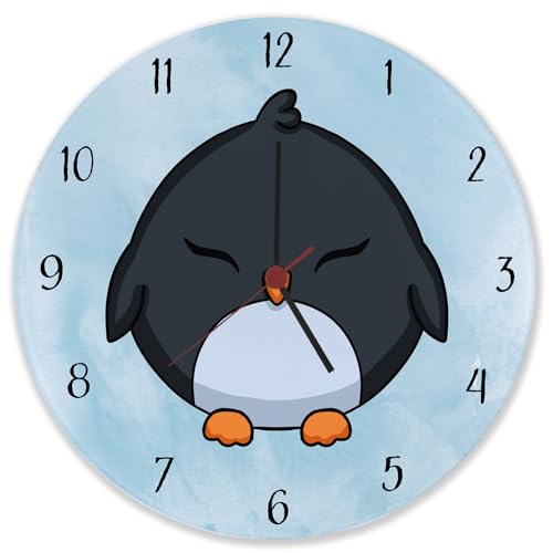 Pinguin Kinder Wanduhr aus Glas Schöne Uhr für das Kinderzimmer mit Tiermotiv als Kinderuhr oder niedliche Deko im Schlafzimmer von Kindern Pinguin Kinder Wanduhr aus Glas Schöne Uhr für das Kinderzimmer mit Tiermotiv als Kinderuhr oder niedliche Deko im Schlafzimmer von Kindern von speecheese