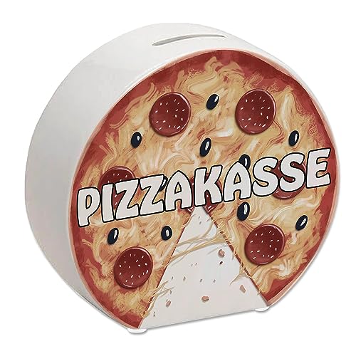 Pizzakasse Spardose mit Pizzamotiv witziges Sparschwein um auf die nächste Partypizza zu sparen oder als lustiges Geschenk für Pizzafans von speecheese
