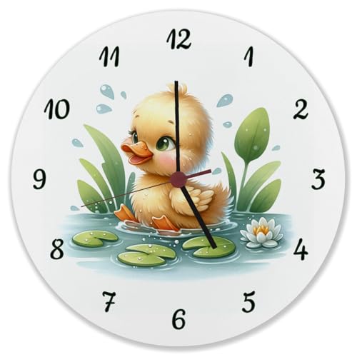 Planschente Ente Wanduhr niedliche Wanduhr mit süßer Ente die im Wasser schwimmt - perfekt fürs Badezimmer oder die Kinderzimmer Vögel am See Planschente Ente Wanduhr niedliche Wanduhr mit süßer Ente die im Wasser schwimmt - perfekt fürs Badezimmer oder die Kinderzimmer Vögel am See von speecheese