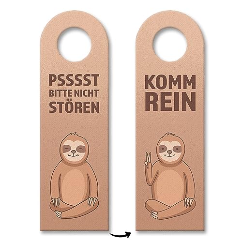 Psssst bitte nicht stören oder Komm rein Türhänger 3er Set mit niedlichem Faultier lustiger Türhänger 3er Set aus Filz um beim Chillen oder meditieren nicht mehr gestört zu werden von speecheese