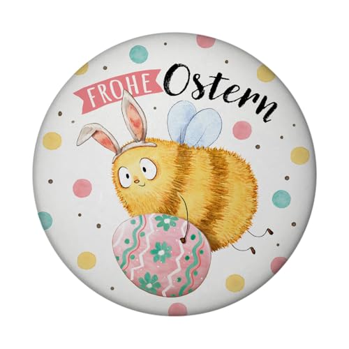 Pummel Biene Magnet mit Flaschenöffner rund mit Spruch Frohe Ostern Ostergeschenk Hummel-Magnet Osterhase Blumenwiese Charm Frühlingsdeko von speecheese